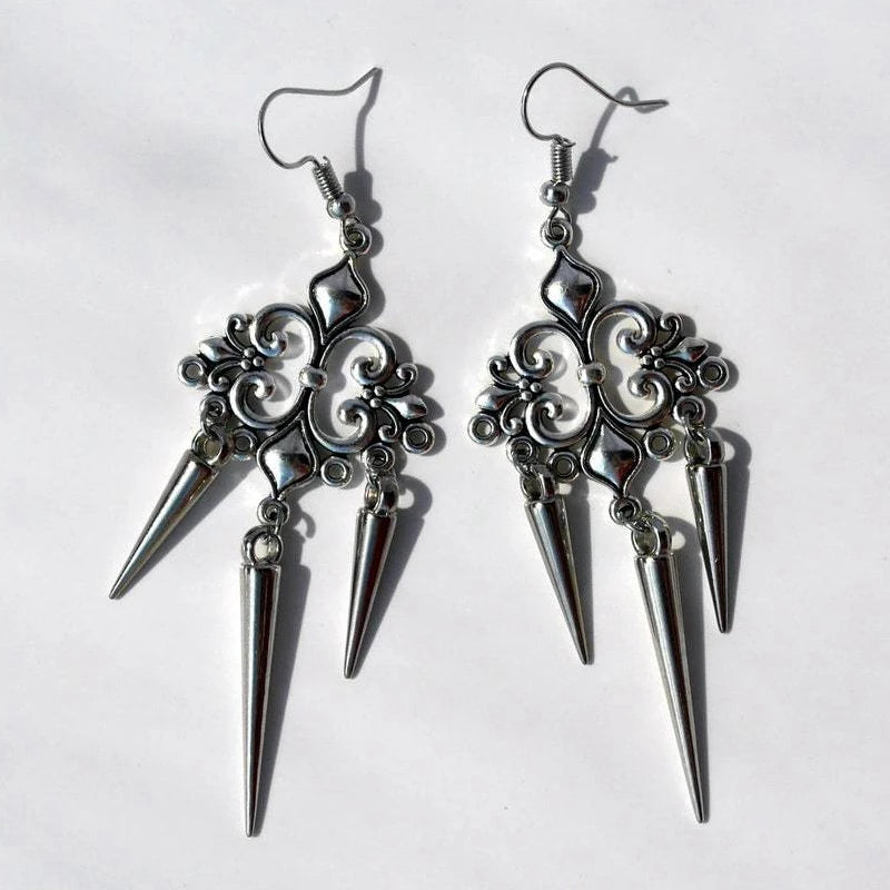 LKLRYWBD Grunge Accessories Cross Rivet Drop Earrings