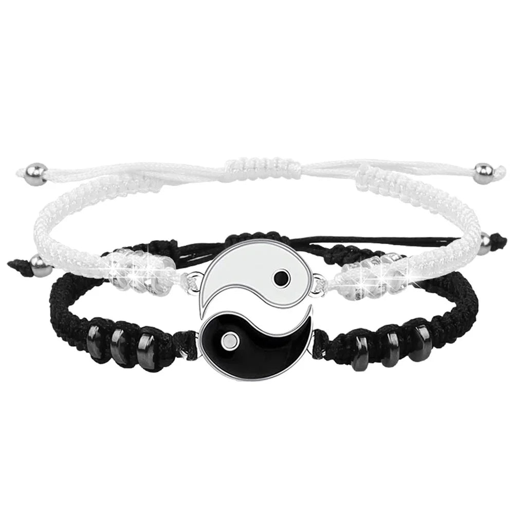 Best Friend 2 Matching Yin Yang Adjustable Cord Bracelets
