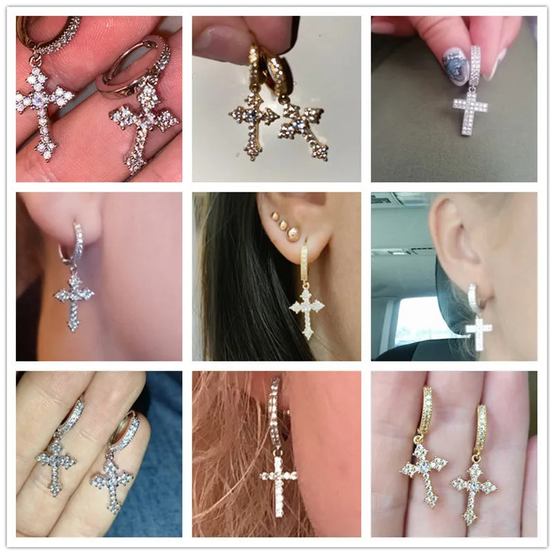 UNISEX HUITAN Stylish Arrow Cross-shape Drop Earrings