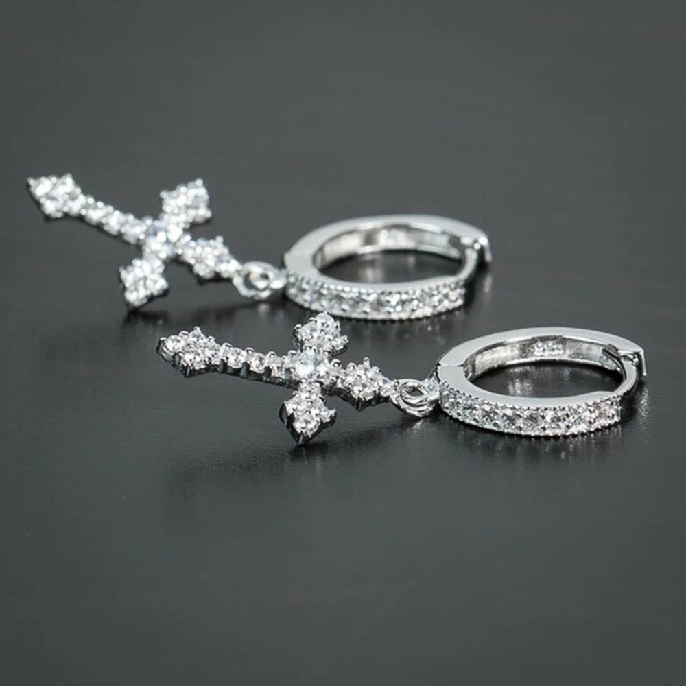 UNISEX HUITAN Stylish Arrow Cross-shape Drop Earrings