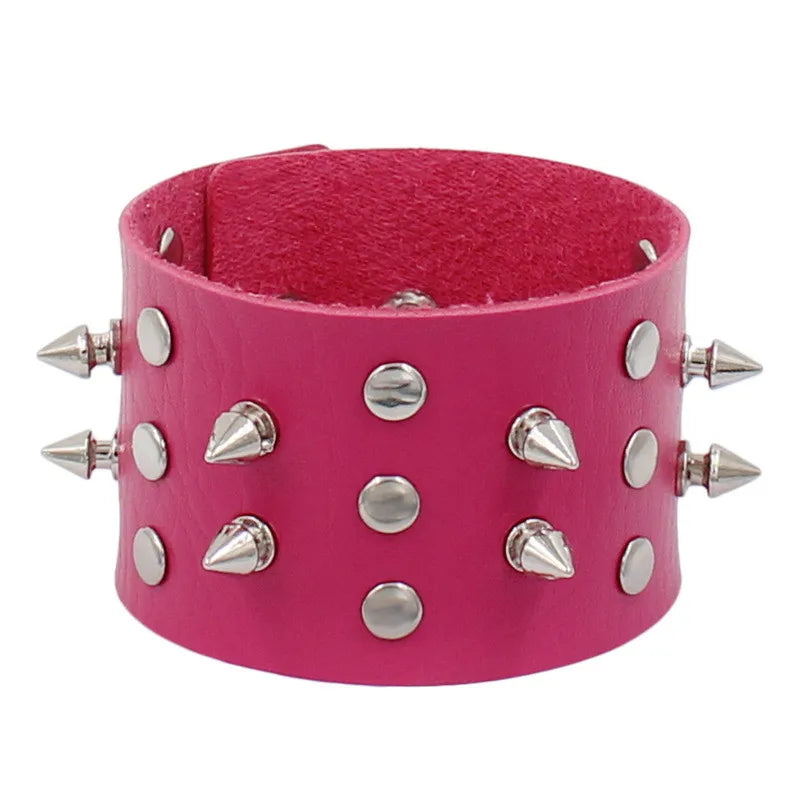 Fashion Spike Punk Faux Leather Bracelet