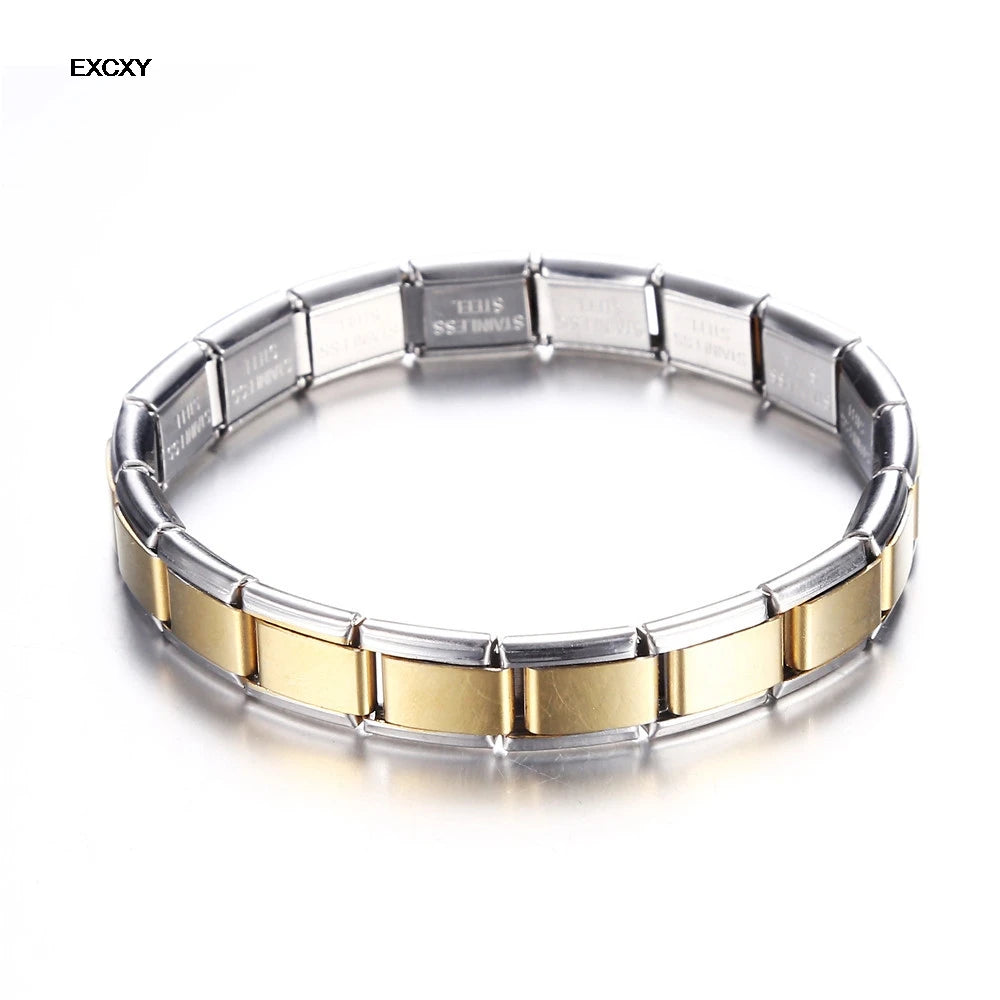EXCXY 9MM Width Italian Elastic Charm Bracelet