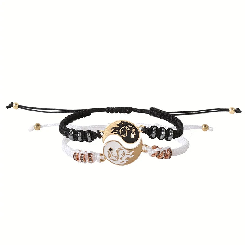 Best Friend 2 Matching Yin Yang Adjustable Cord Bracelets