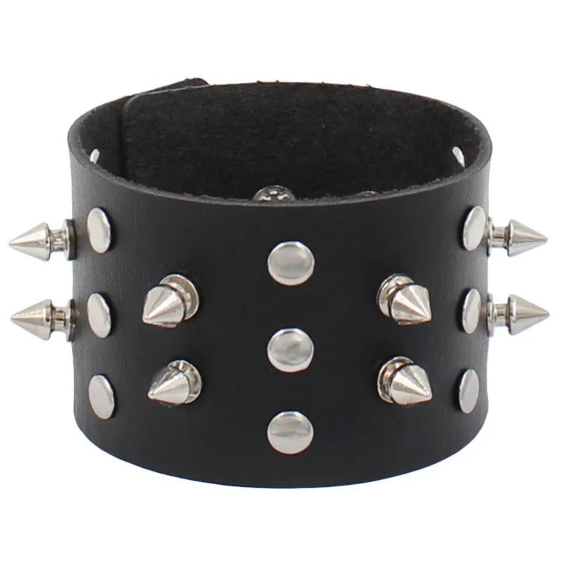 Fashion Spike Punk Faux Leather Bracelet