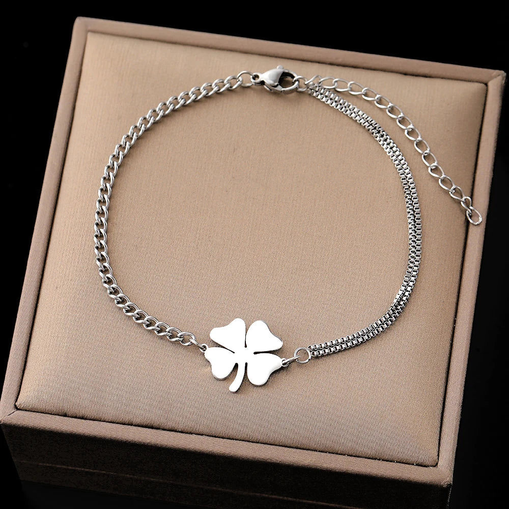 DOTIFI Stainless Steel Classic Lucky Clovers Bracelet for Women