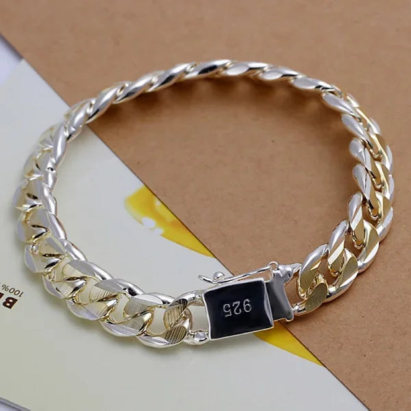 ALIZERO 925 Sterling Silver Noble Nice Chain Solid Bracelet