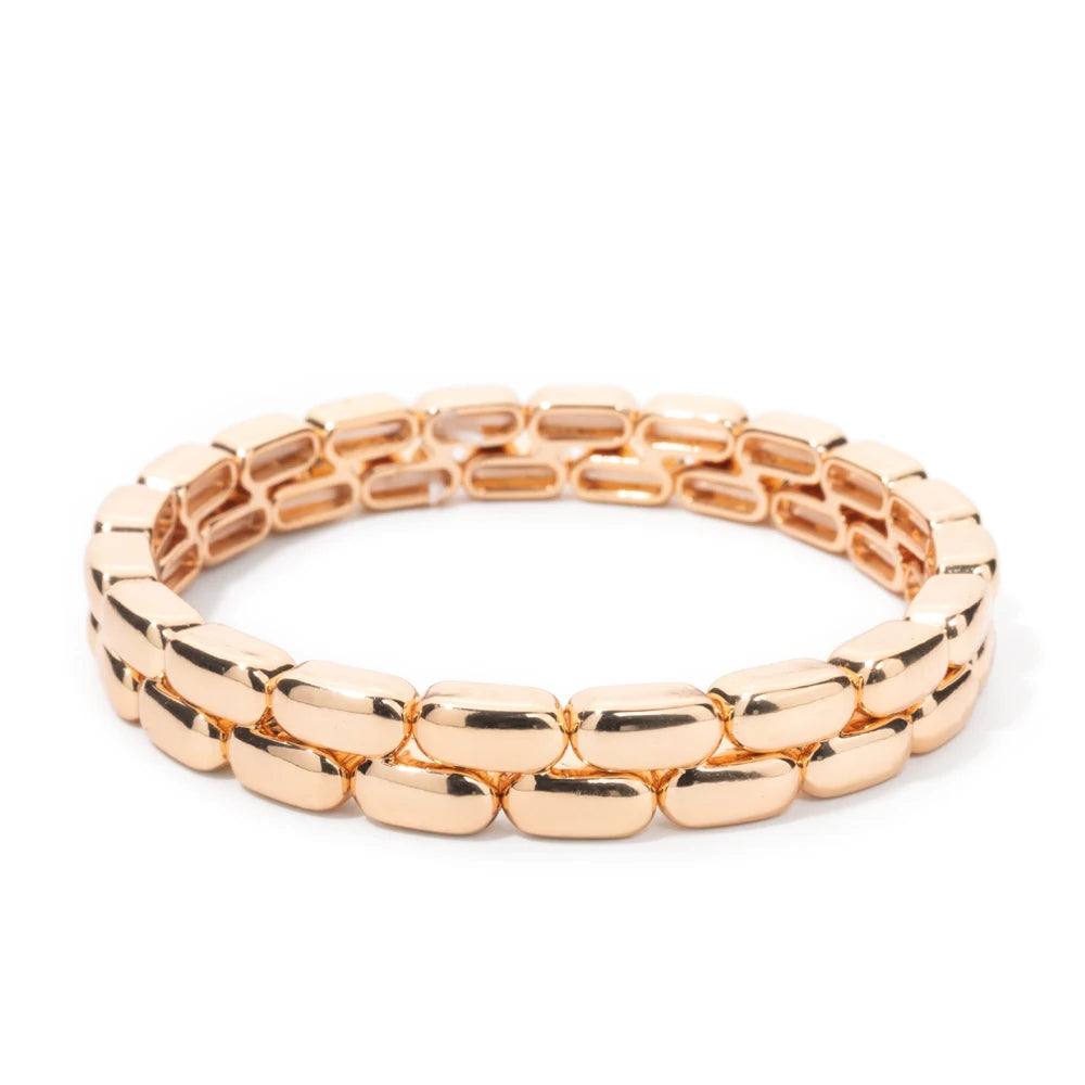BEUTIFOR Gold Color Cuban Link Bracelet Set