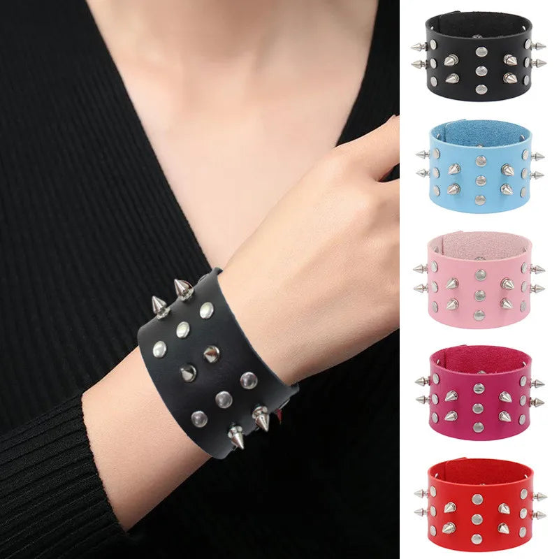 Fashion Spike Punk Faux Leather Bracelet