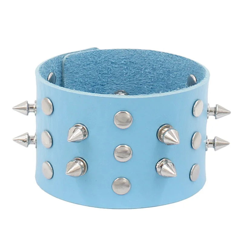 Fashion Spike Punk Faux Leather Bracelet