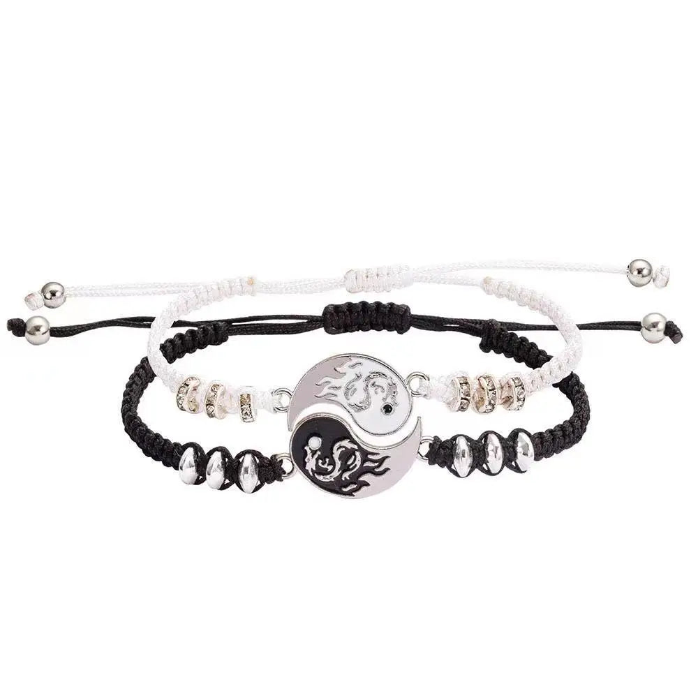 Best Friend 2 Matching Yin Yang Adjustable Cord Bracelets