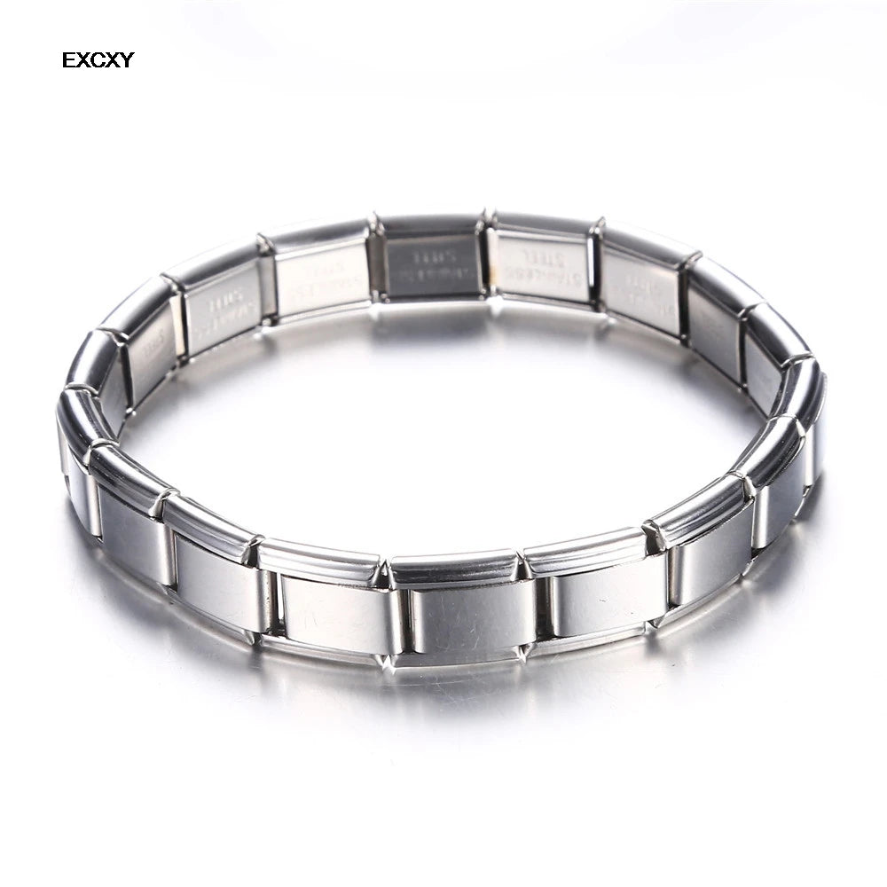 EXCXY 9MM Width Italian Elastic Charm Bracelet