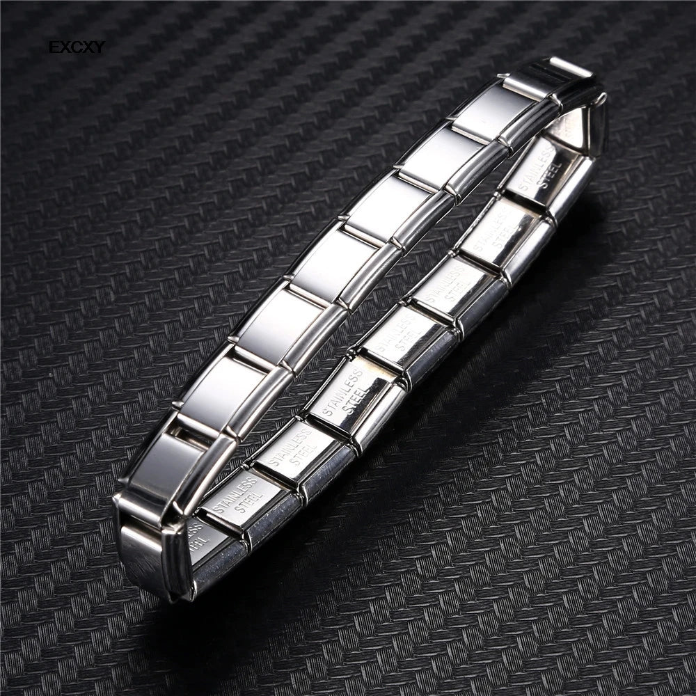 EXCXY 9MM Width Italian Elastic Charm Bracelet