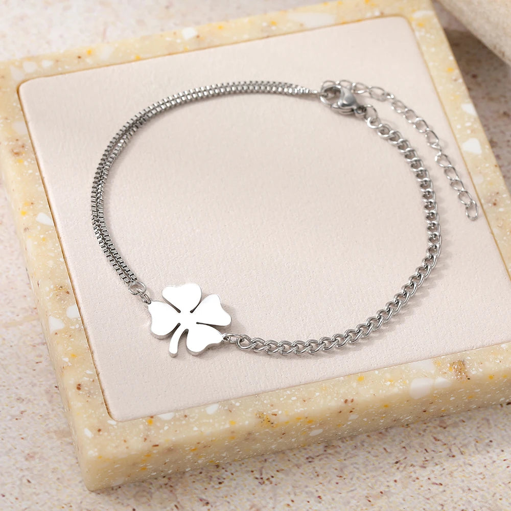 DOTIFI Stainless Steel Classic Lucky Clovers Bracelet for Women