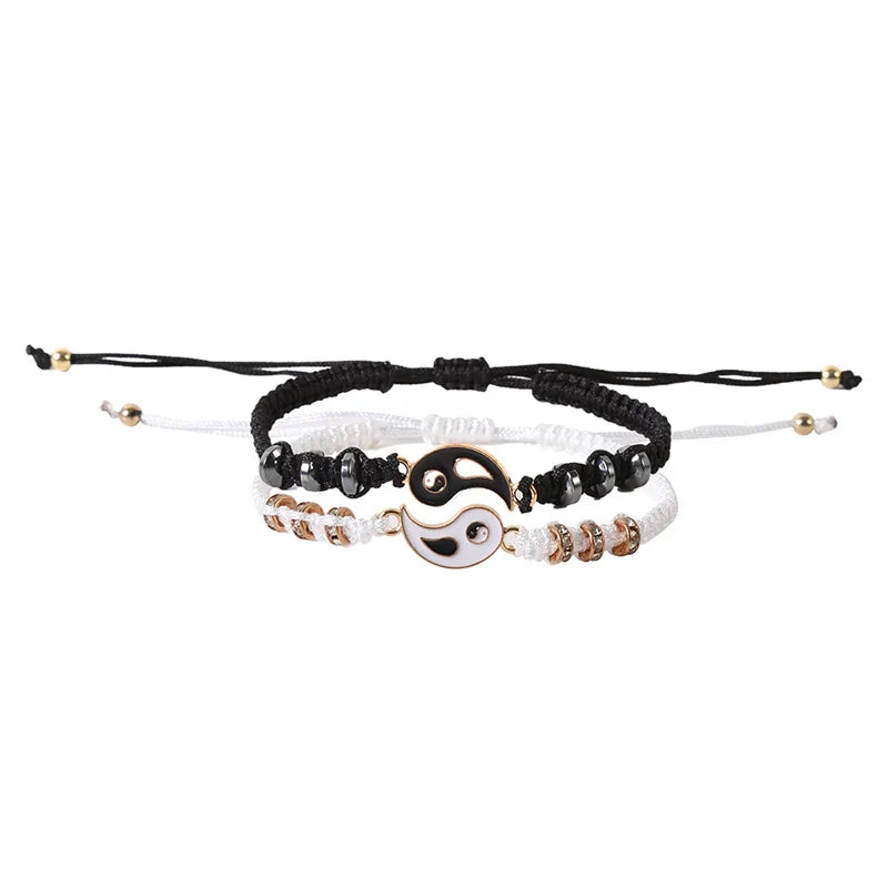 Best Friend 2 Matching Yin Yang Adjustable Cord Bracelets
