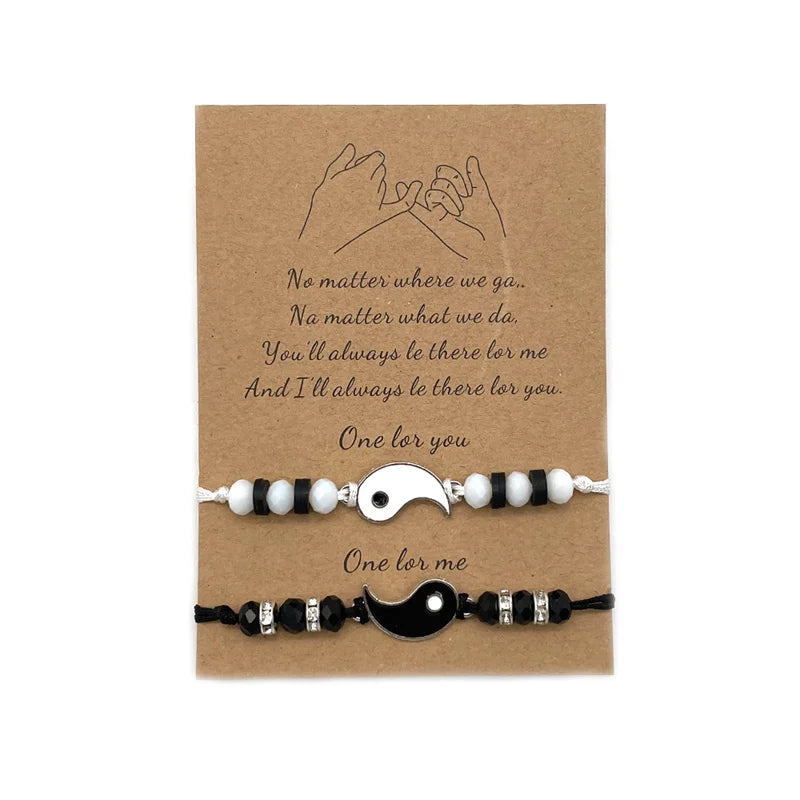 Best Friend 2 Matching Yin Yang Adjustable Cord Bracelets