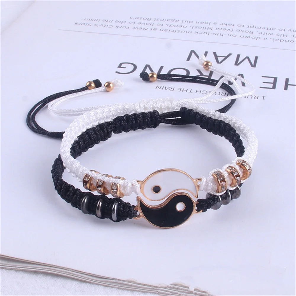 Best Friend 2 Matching Yin Yang Adjustable Cord Bracelets