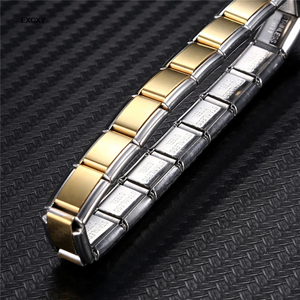 EXCXY 9MM Width Italian Elastic Charm Bracelet