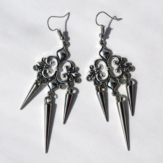 LKLRYWBD Grunge Accessories Cross Rivet Drop Earrings