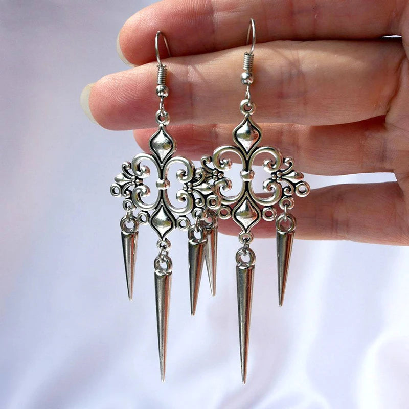LKLRYWBD Grunge Accessories Cross Rivet Drop Earrings