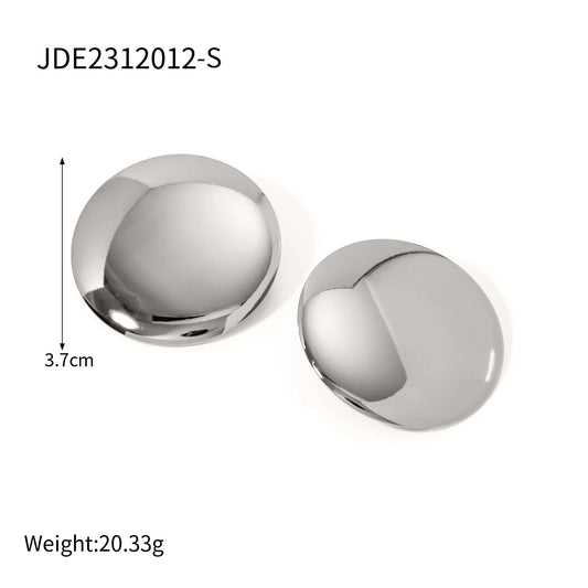 Minimalist Stainless Steel Glossy Big Round Earrings