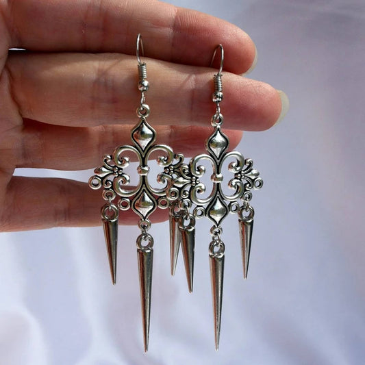 LKLRYWBD Grunge Accessories Cross Rivet Drop Earrings