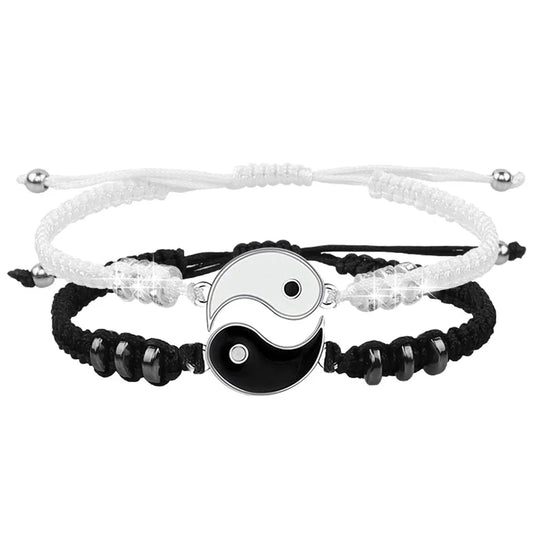 Best Friend 2 Matching Yin Yang Adjustable Cord Bracelets