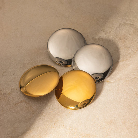 Minimalist Stainless Steel Glossy Big Round Earrings