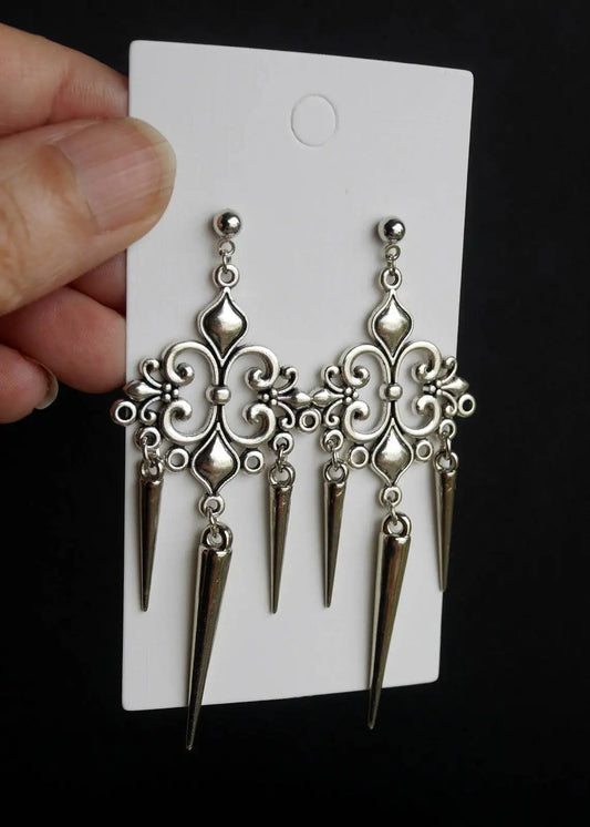 LKLRYWBD Grunge Accessories Cross Rivet Drop Earrings