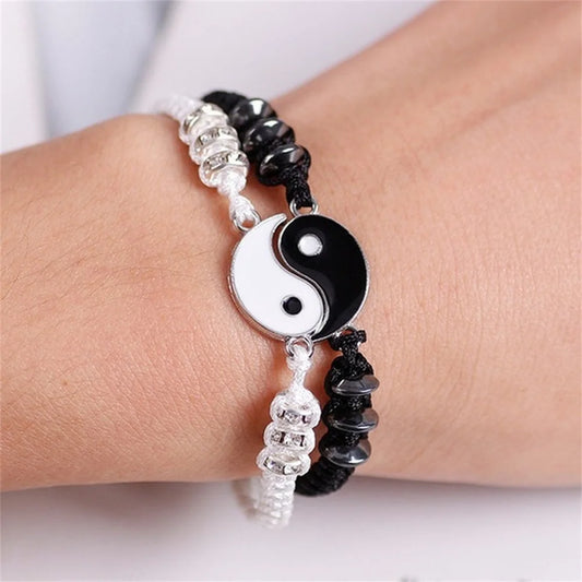 Best Friend 2 Matching Yin Yang Adjustable Cord Bracelets