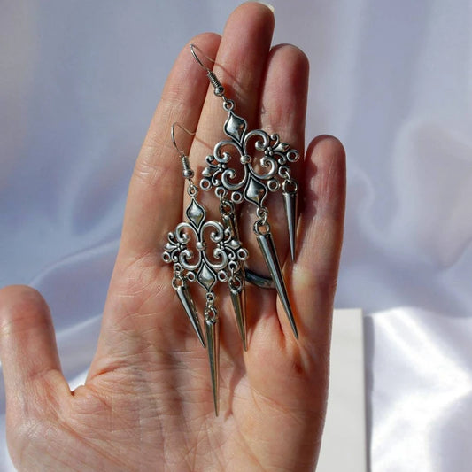 LKLRYWBD Grunge Accessories Cross Rivet Drop Earrings