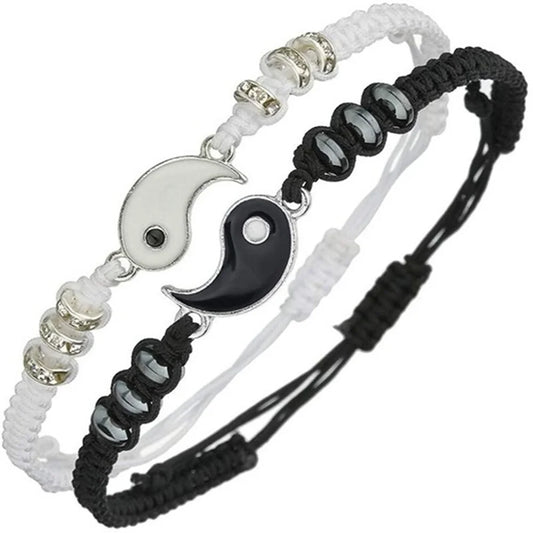 Best Friend 2 Matching Yin Yang Adjustable Cord Bracelets