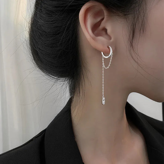 ROBBIE 925 Sterling Silver Long Drop Earrings