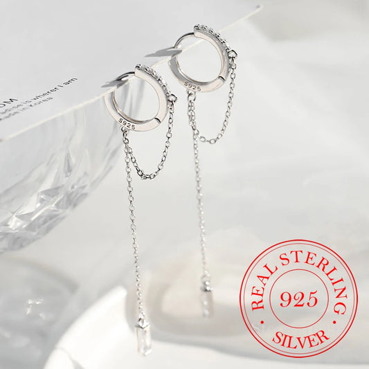 ROBBIE 925 Sterling Silver Long Drop Earrings
