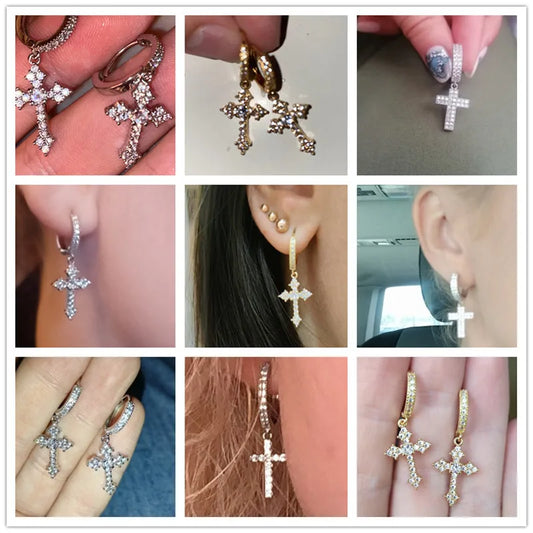 UNISEX HUITAN Stylish Arrow Cross-shape Drop Earrings