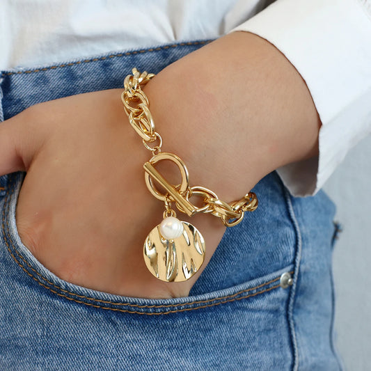 AENSOA Vintage Bohemian Chunky Chain Bracelet & Bangle