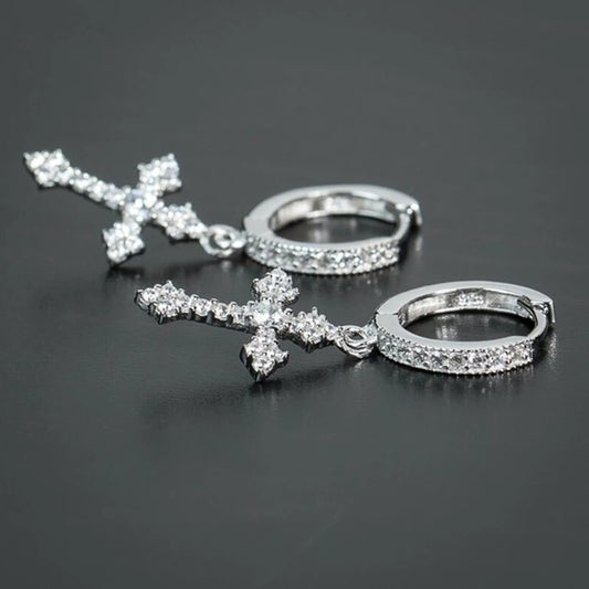 UNISEX HUITAN Stylish Arrow Cross-shape Drop Earrings