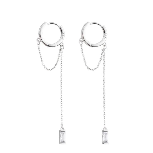 ROBBIE 925 Sterling Silver Long Drop Earrings