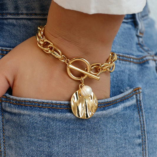 AENSOA Vintage Bohemian Chunky Chain Bracelet & Bangle
