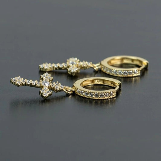 UNISEX HUITAN Stylish Arrow Cross-shape Drop Earrings