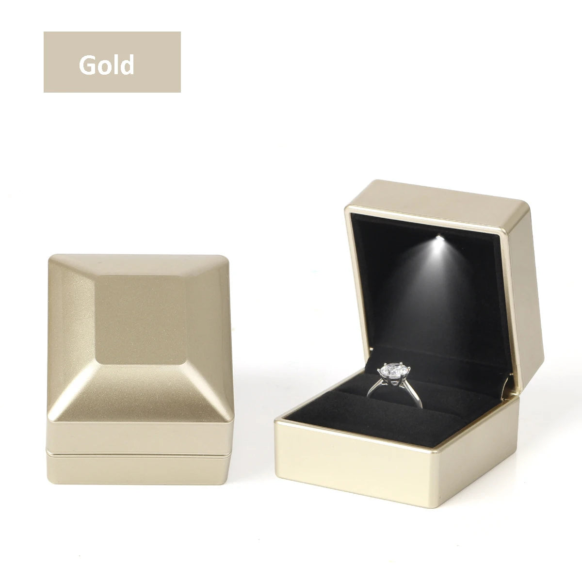 LED Ring Necklace Pendant Box Luxury Velvet Rubber with Light