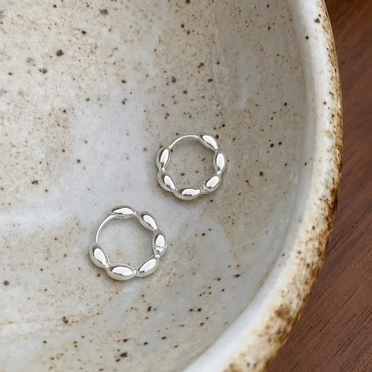 REETI 925 Sterling Silver Olive Branch Hoop Earrings
