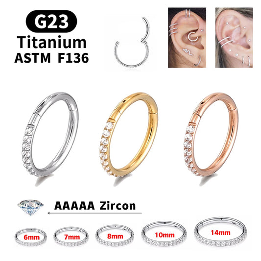 UHERA 18G/16G G23 F136 Titanium Round Earrings and Nose Ring Piercing