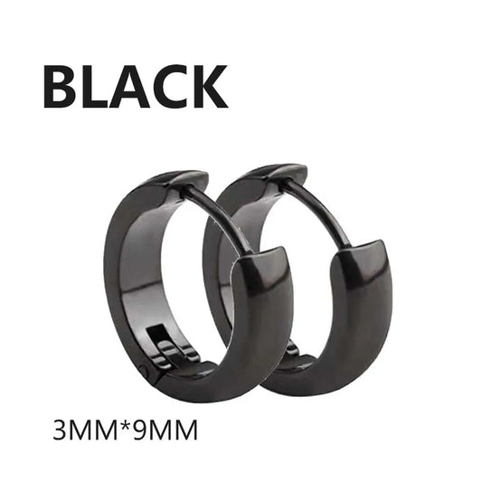 1 Pair Multi Types UNISEX Black Gold Color Stainless Steel Earrings