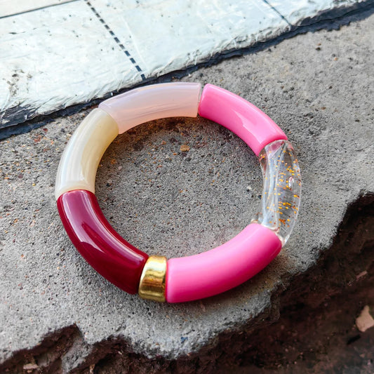 FISHSHEEP Bohemia Acrylic Colorful Bamboo Stackable Chunky Bracelet