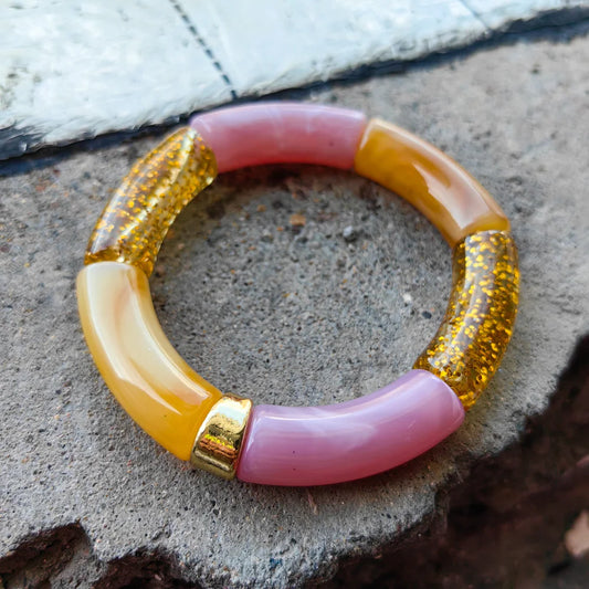 FISHSHEEP Bohemia Acrylic Colorful Bamboo Stackable Chunky Bracelet