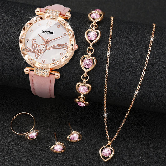 INSCHIC 6Pcs/Set Fashion Rhinestone Watch