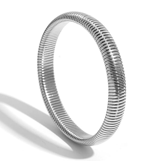 AENSOA 316L Stainless Steel Simple Stripe Opening Bracelet