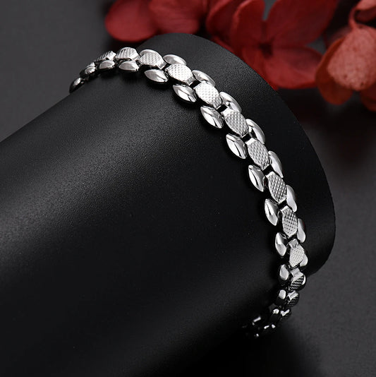 GINSTONELATE 925 Sterling Silver Chain Bracelet for Women