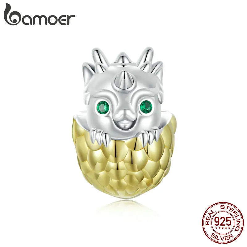 BAMOER  925 Sterling Silver Easter  Cute Dragon Egg Beads Bracelet
