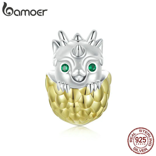 BAMOER  925 Sterling Silver Easter  Cute Dragon Egg Beads Bracelet